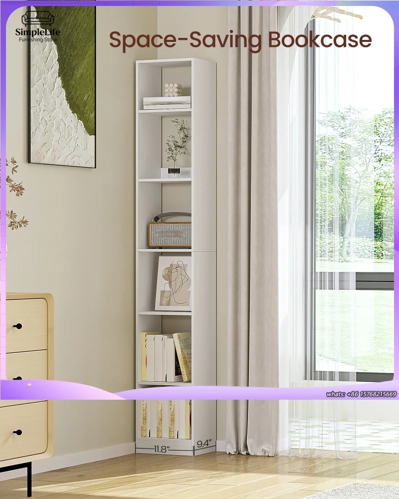 6 Tier Bookcase Cube Shelf Modern Open Wooden Storage Display Shelf for Living Room Home Office