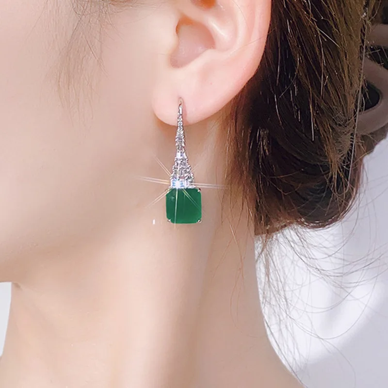 Hip-hop jewelry - Paraiba tourmaline earrings for ladies at parties and galas, elegant jewelry for formal events