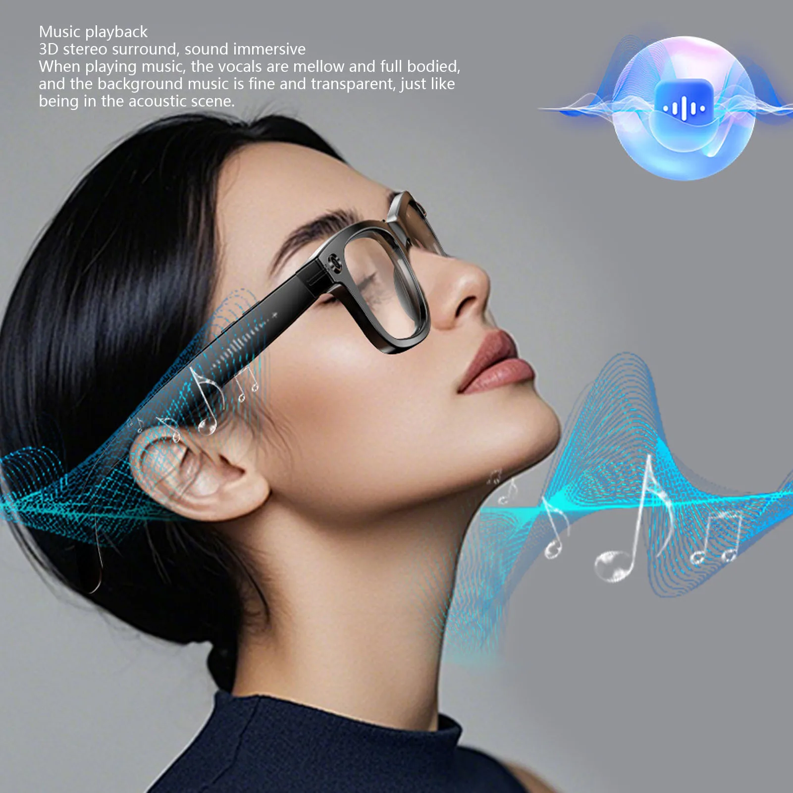 

Умные очки с ИИ, камерой, записью HD-видео и фото, функцией перевода в реальном времени, Bluetooth 5.3 для путешествий и бизнеса