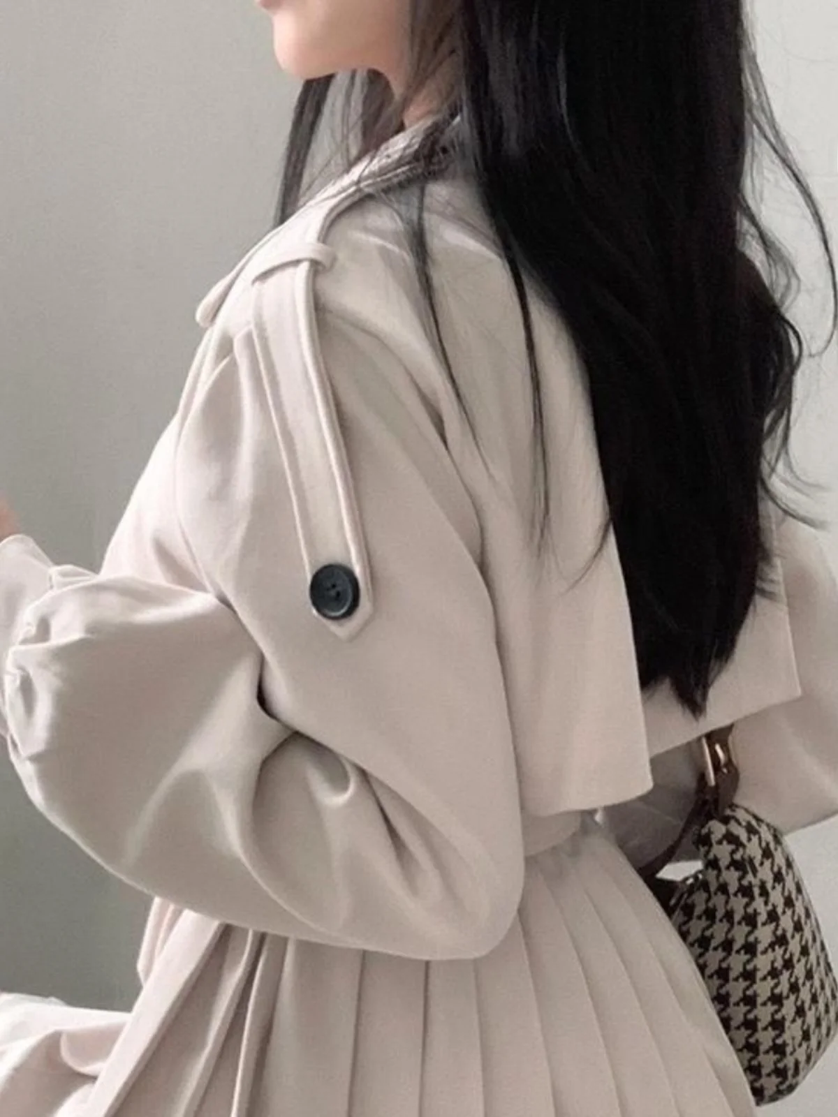 Retro Anzug Kragen Gürtel Midi Dr Herbst Chic Plaid Rock Sle Lange Sve Koreanische Lose Fit Windjacke Dr