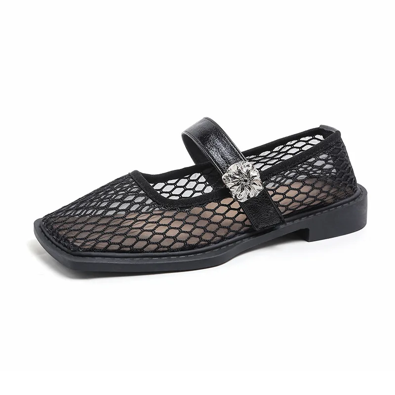 

Breathable Mesh Mary Janes Shoes for Women Summer New Designer Fashion Casual Shoes Female Square Head Low Heel Pumps Woman