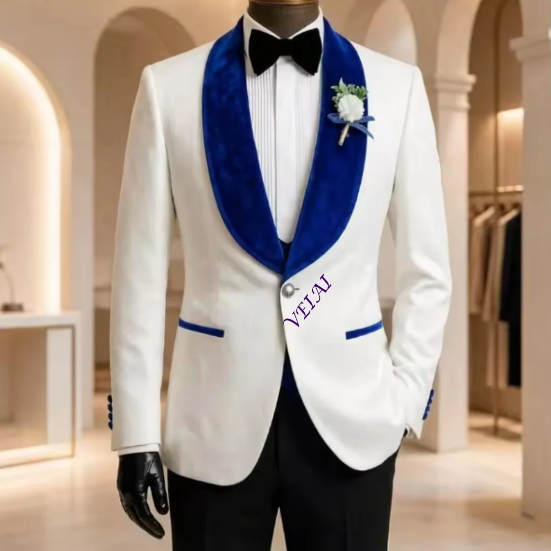Floral Wedding Suits for Wedding with Velvet Lapel 2 Pieces Groom Wedding Tuxedo Custom Made Mix Match Indoor Banquet Customized