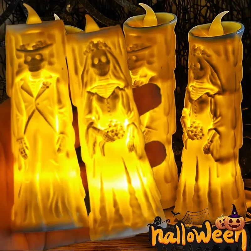 

1/6pcs Halloween LED Candle Light Party Decoration Night Light Flameless Battery Operated Creative Night Lights Festival Decors