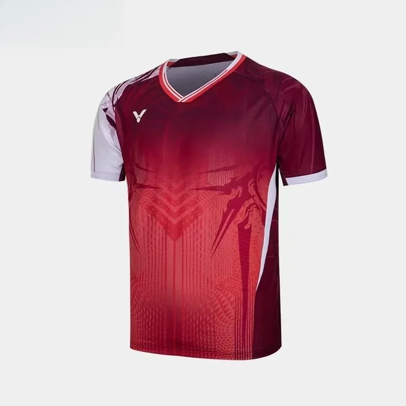 Nuevo para Victory, ropa de bádminton Tenni, Camiseta deportiva de manga corta, cómoda, transpirable, absorbente del sudor, Top fresco duradero
