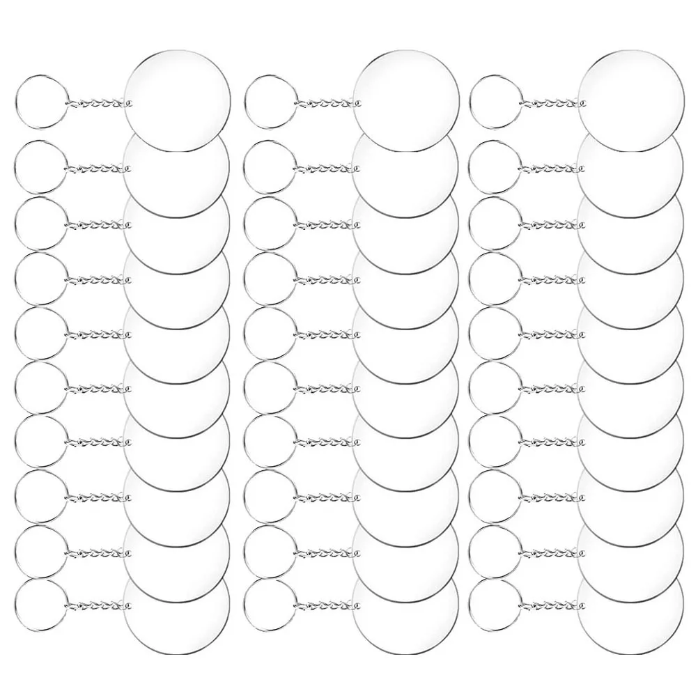 

48 Pcs Round Keychain Blanks Circle Discs Set Clear Alloy DIY Key Ring Bulk Pictures Hanging blanks for Keychains