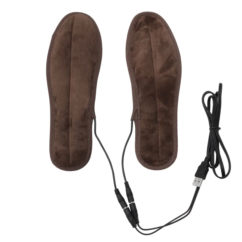 USB Electric Powered Plush Fur Heating Insoles Winter Keep Warm Foot Shoes DropShipping image 4
