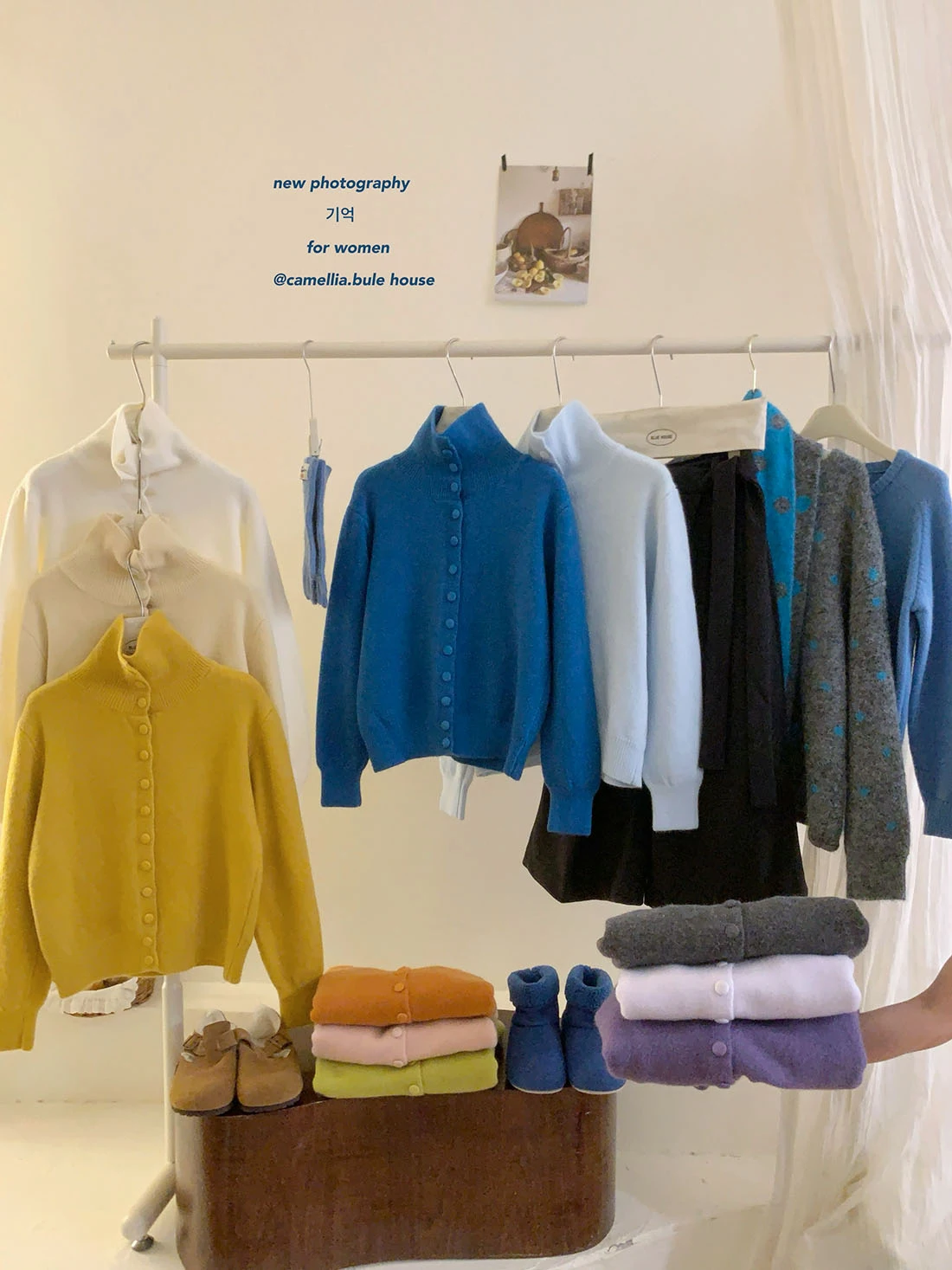 

Stunning Blue Vintage Korean Japanese Sle Women's Knitted Cardigan Coat with Button Casual Loose Fit Autumn Winter Top