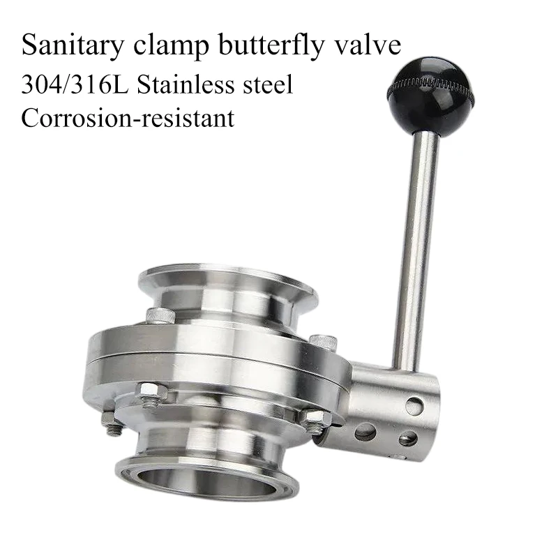 SS304/316L Stainless Steel Sanitary Tri Clamp Butterfly Valve, 3/4