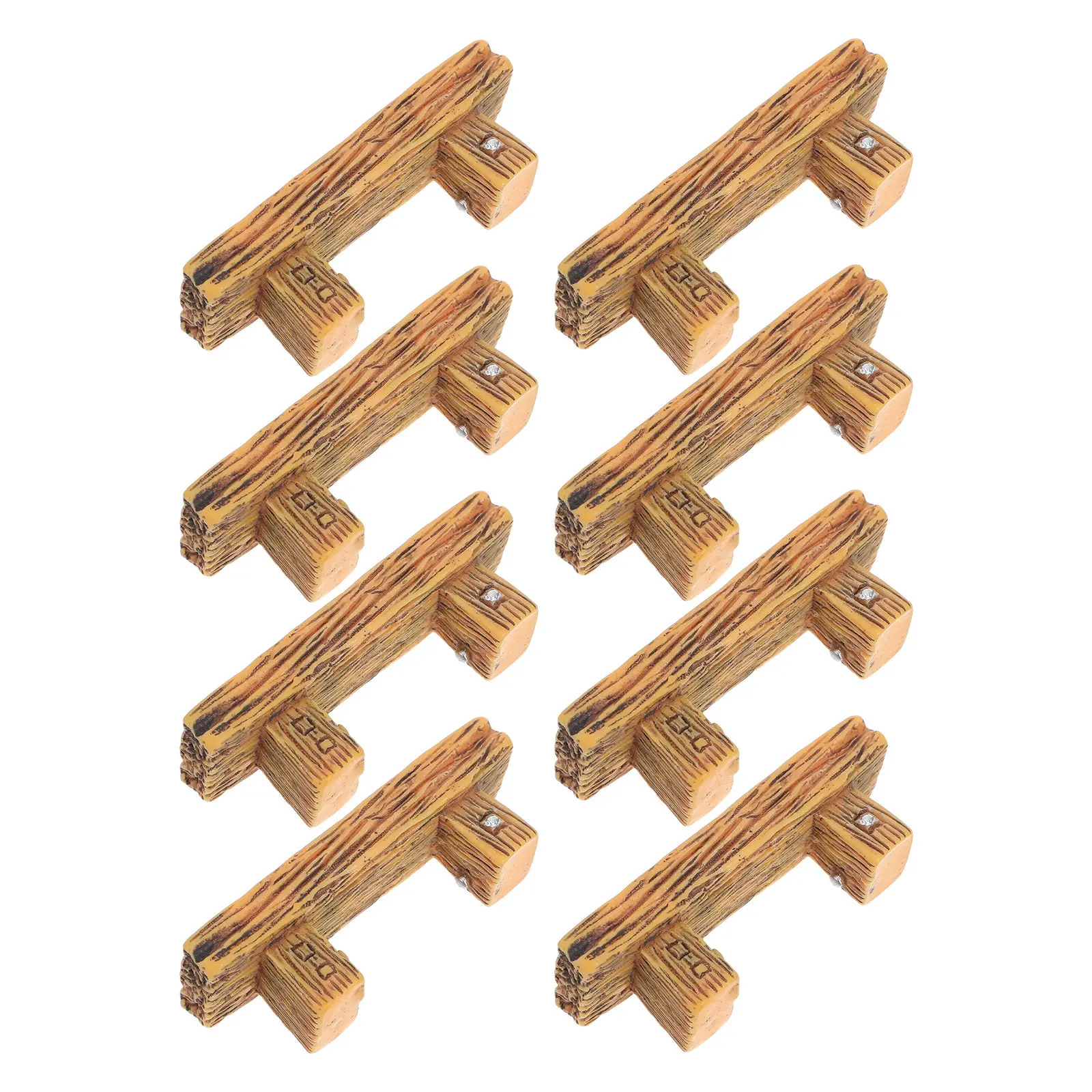 8Pcs Resin Miniature Bench Realistic Wooden Appearance Dual Seating for Dollhouse Scene Bonsai Terrarium Decoration