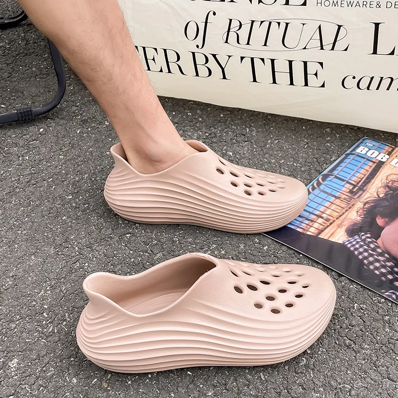 

Лето 2021, мужские и женские сандалии с обычной толстой подошвой, дышащие спортивные тапочки, уличная нескользящая пляжная обувь, повседневная обувь из ЭВА