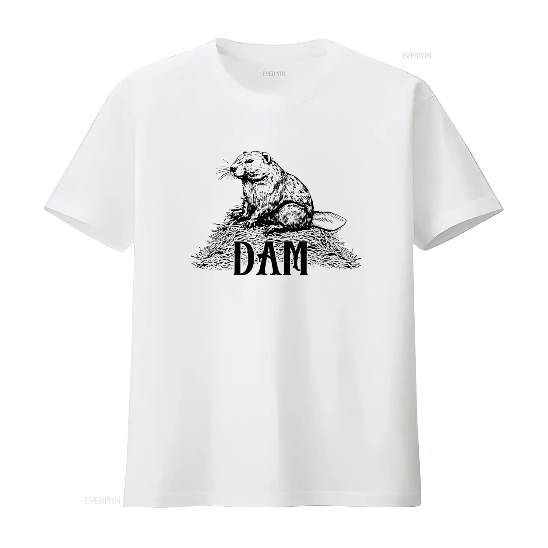 Unique Beaver on Dam T Shirt for Cool Animal Print vintage Washed streetwear fashion Soft Unisex Versatile designer clothes