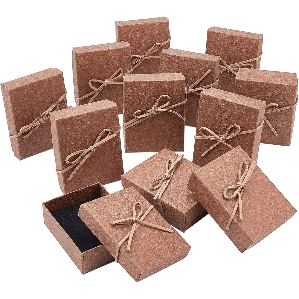 12 Pcs Cardboard Jewelry Boxes, 3.5x2.8x1.1 Paper Storage Box Rectangle Burlywood Box for Jewelry Bracelet Necklace Crafts