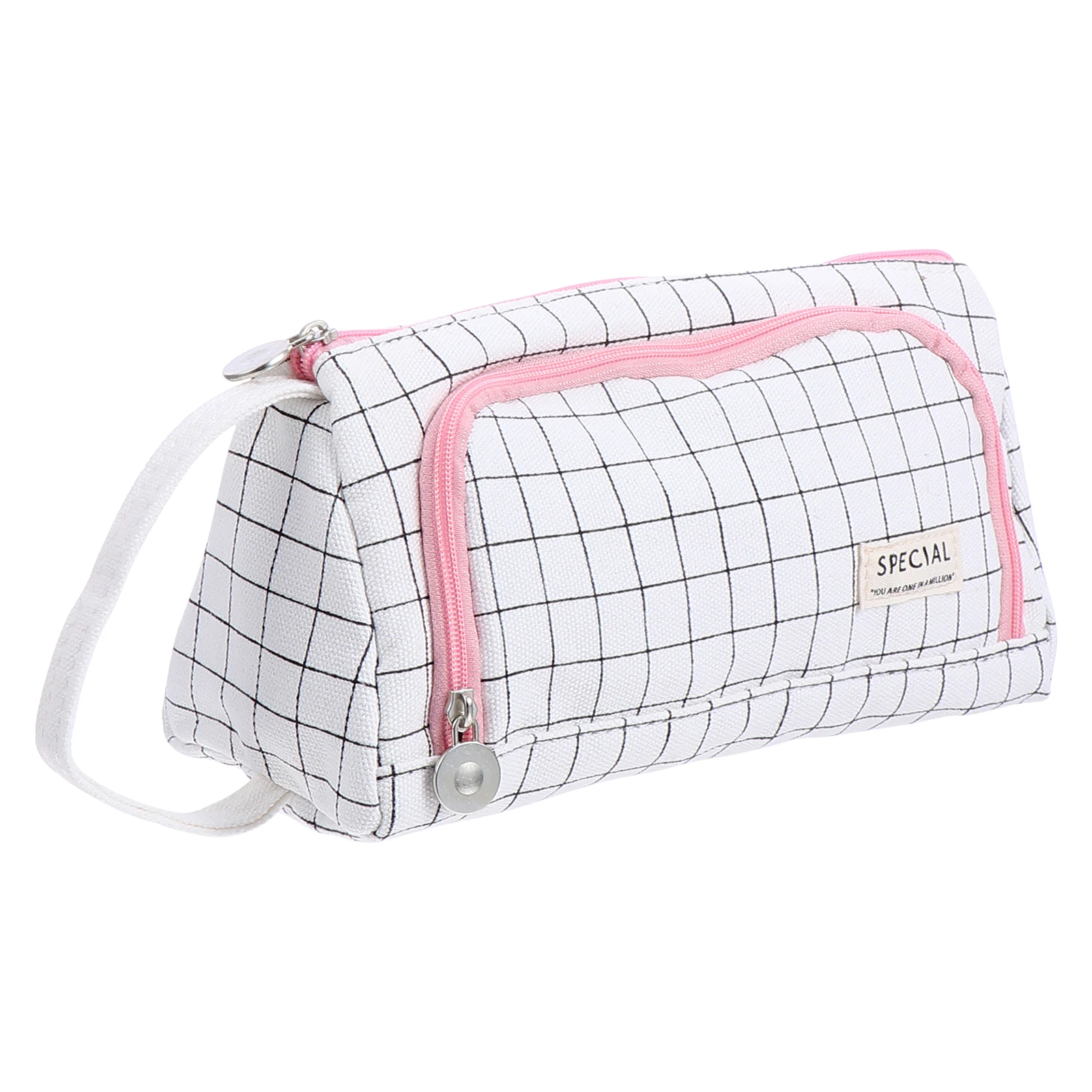 

Large Capacity Canvas Pen Bag Portable Student Stationery Pouch White Zipper Pencil Case Storage School Supplies Travel