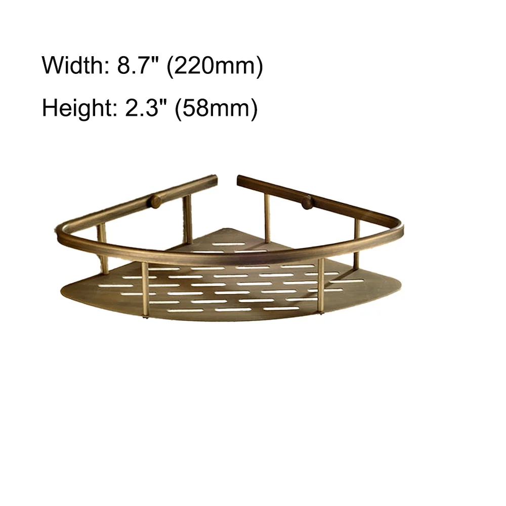 Vintage Retro Antique brass Wall Mounted Bathroom Shower Shelf Storage Basket Bathroom Accessory mzh120