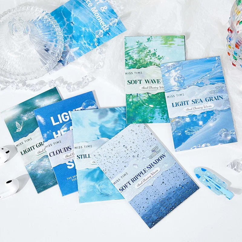 10 sheets INS Aesthetic Ripple Texture Base Paper Pack, Soft Water Pattern Layering Material for Diary Craft