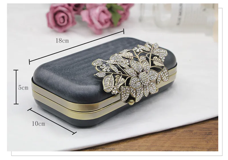 Factory Wholesale Silver Gold Metal Purse Frame Box Clutch Diy Evening Handbag Tree Crystal On Top Bag Handle Accessories Frames