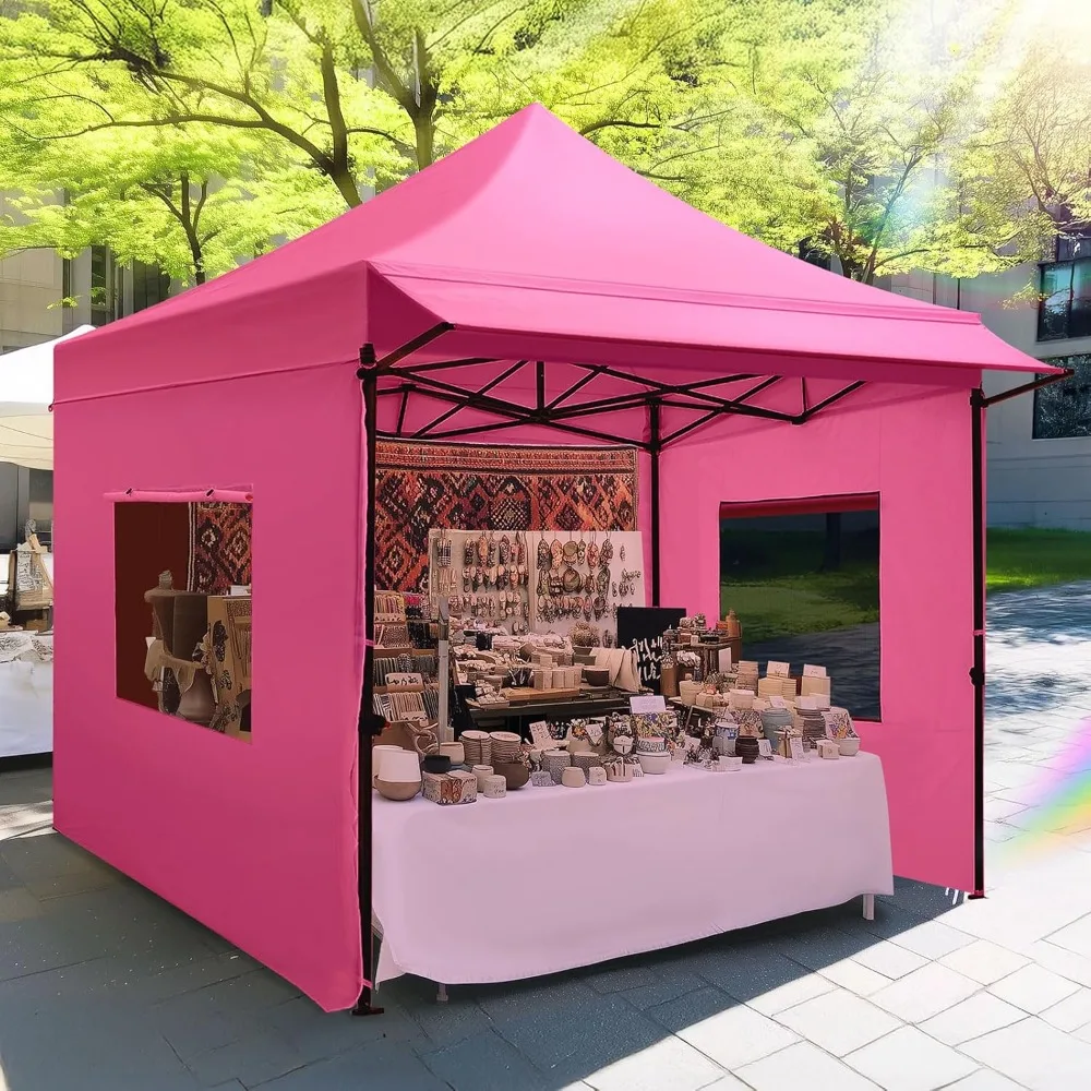 Heavy Duty Pop up Canopy Tent with Sidewalls, Commercial Grade Instant Shelter with Wheeled Bag for Outdoor