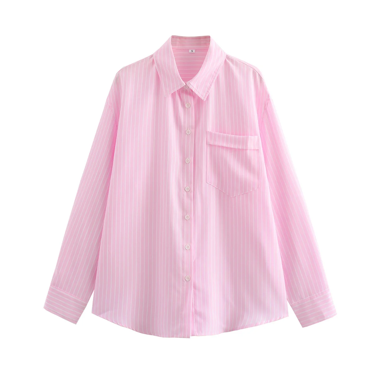 Camisa De manga larga para Mujer, blusa holgada con bolsillos a rayas, estilo minimalista nórdico, 2024