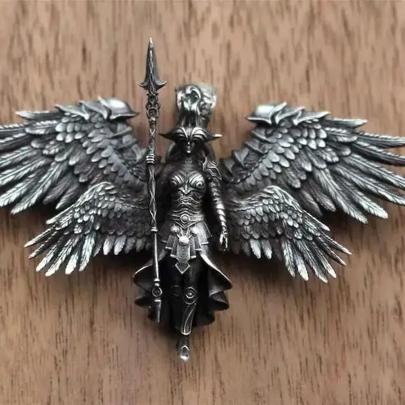 Michael Four-winged Archangel Necklace Personality British Retro Necklace Fashion Sweater Chain Gift for Men and Women