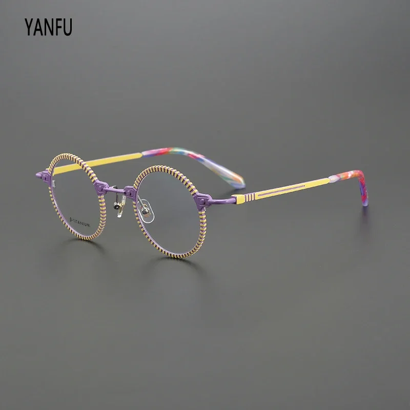 Color Round Vintage Retro Titanium Personality Glasses Frames Fashion Optical Eyewear Men Women Myopia Reading Eyeglasses 150mm