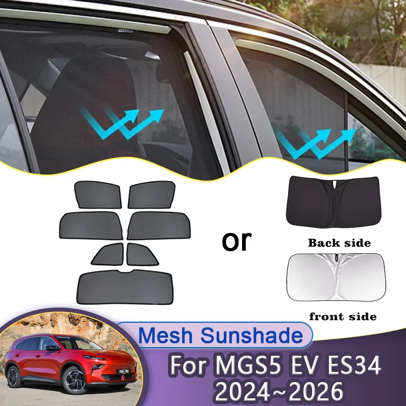 

Car Mesh Sunshade For MGS5 EV ES34 2024 2025 2026 Magnetic Window Sun Visor Privacy Curtain Shades Cover Auto Tools Accessories