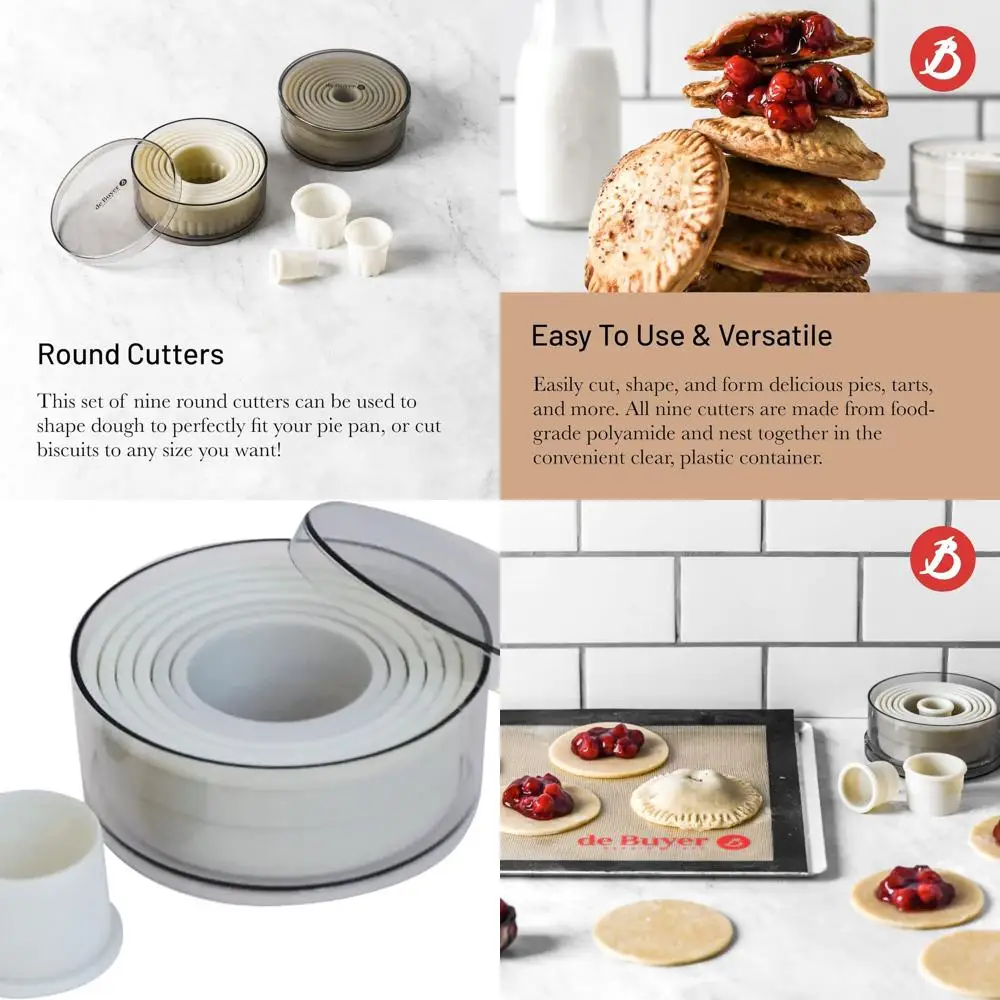 

9-Piece Round Cutter Set - Effortless Pie, Tart, and Biscuit Cutting and Shaping - Dishwasher Safe