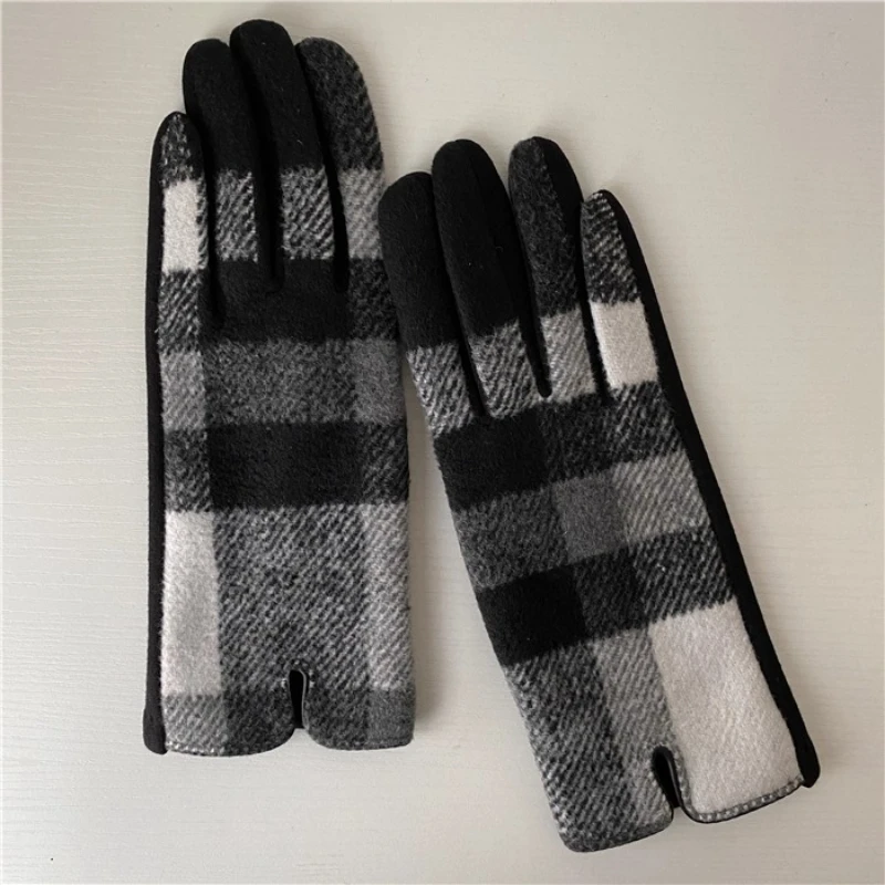 

Шерстяные зимние перчатки с клетчатым узором, сохраняющие тепло, байкерские перчатки на флисовой подкладке, защита от холода, Luvas Para Motociclista, утепленные велосипедные перчатки