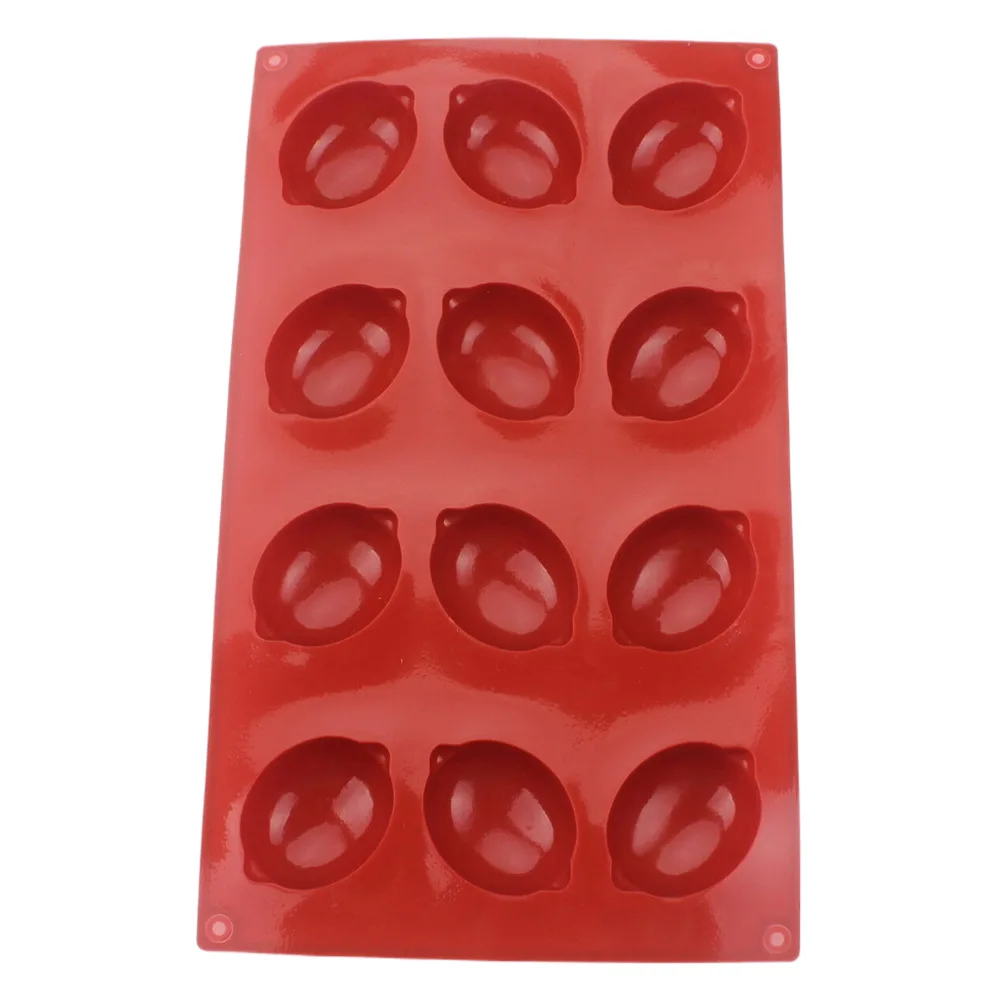 New Arrival 12 Hole Lemon Shape Silicone Cake Mold Mousse Pudding Handmade Soap Chocolate Ice Tray Mold Fruit Series Baking Tool
