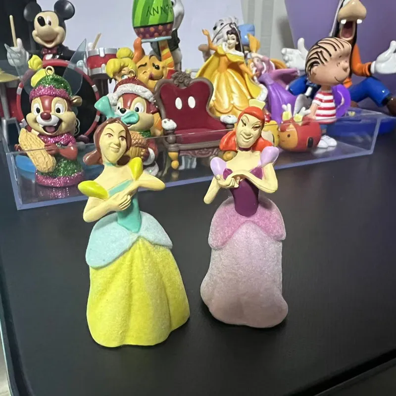 2Pieces/lot 6cm  Disney Cinderella\'s Two Bad Sisters Ornament Surface Plush Ornament Collection