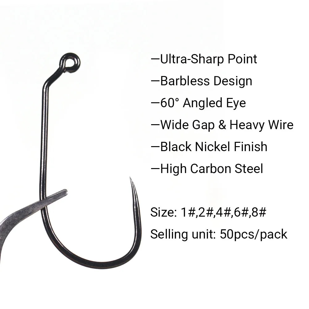 50 قطعة خطافات تهزهز من الفولاذ الكربوني عالي الكربون أبردين 60 °   خطافات ربط الذبابة لخطافات صيد الأسماك على شكل دودة المياه المالحة