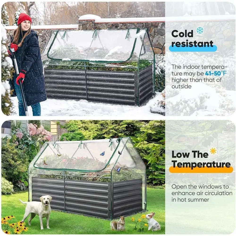 Galvanized Metal Raised Garden Bed, 6x3x2 ft Tall, for Vegetables and Outdoor Planting