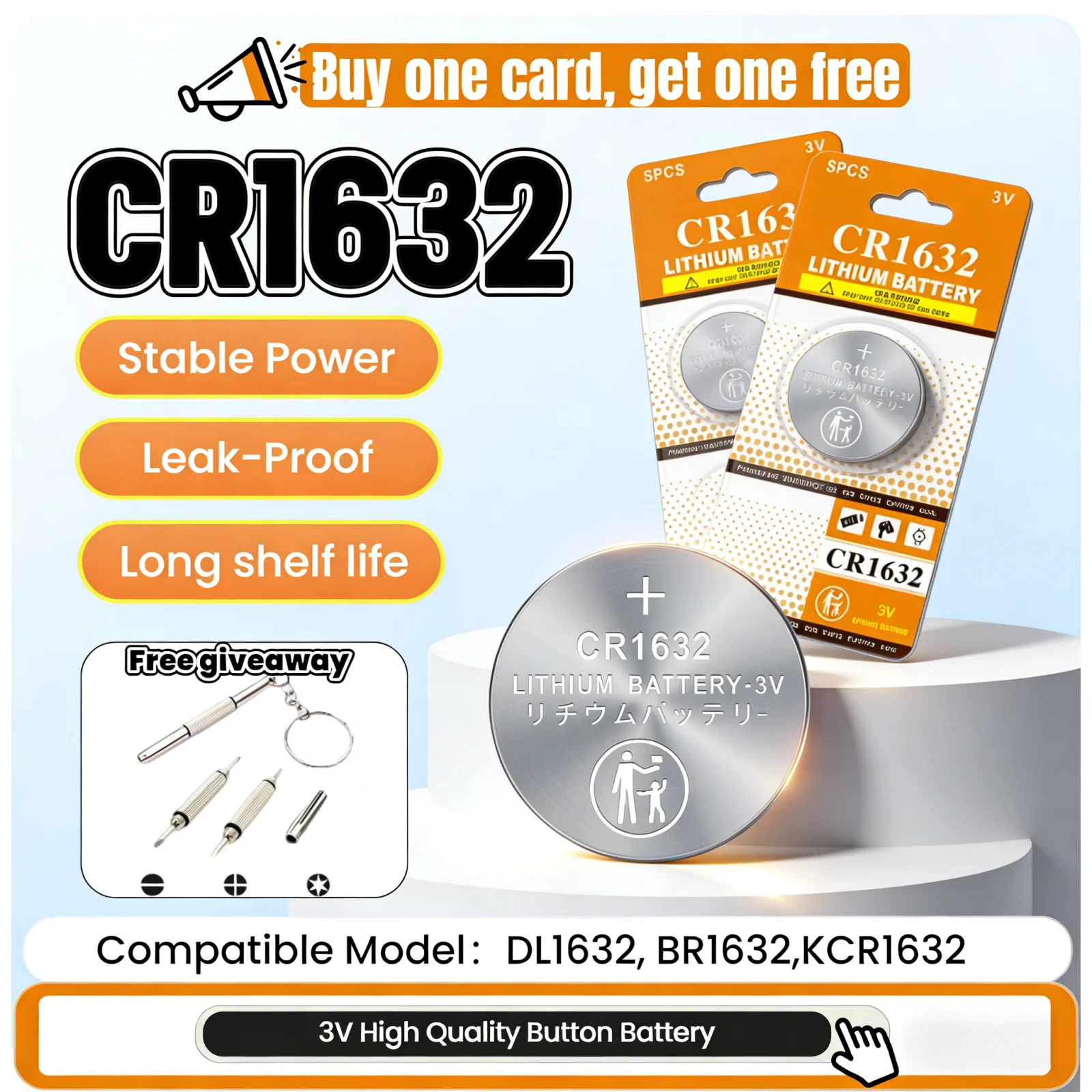 

3V CR1632 Lithium Button Cell Battery 3Volt DL1632 BR1632 ECR1632 KCR1632 LM1632 for Computer Motherboard Watch Scale