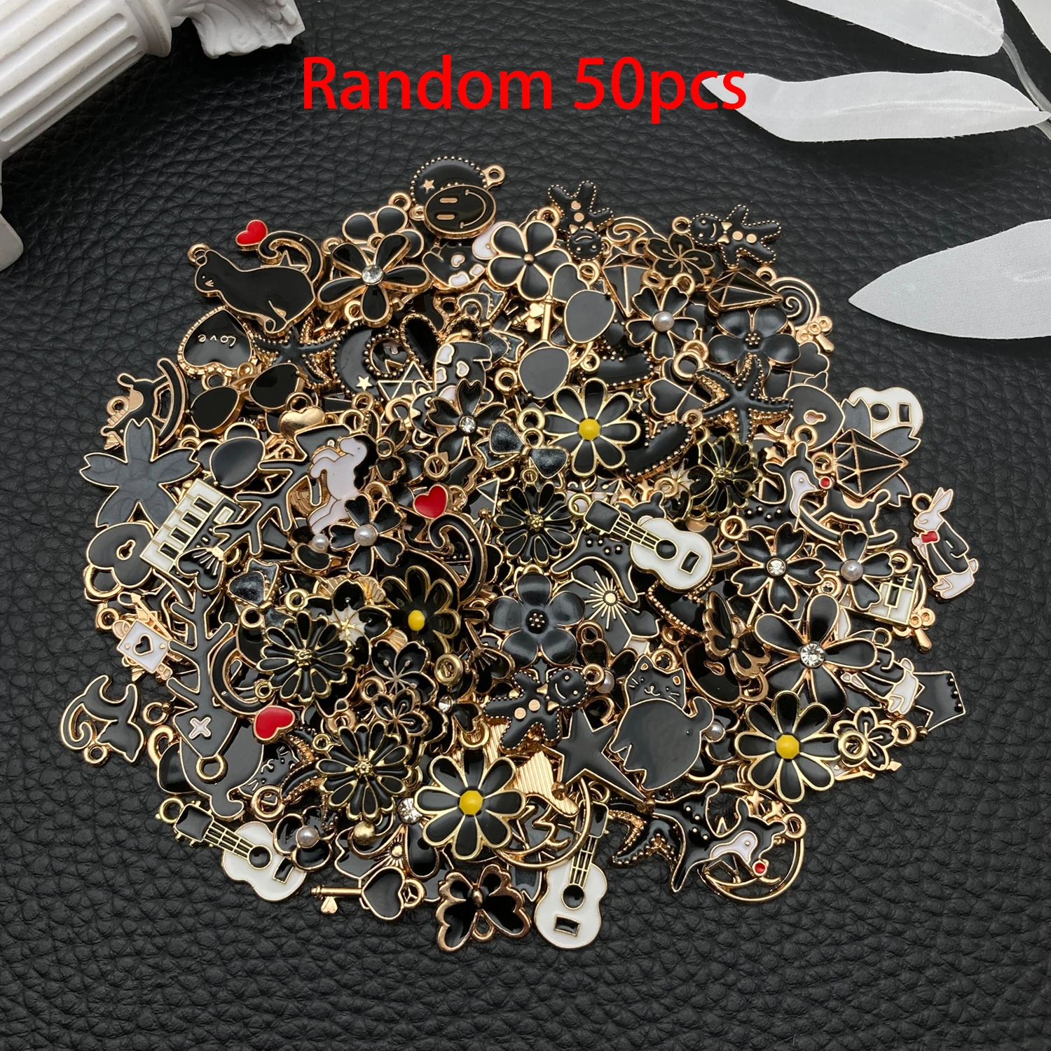 Mixed Black Gold Enamel Charms Bulk for DIY Jewellery Making