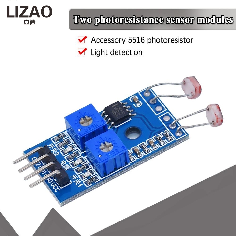  LIZAO 2 Channel 5516 Photoresistor Sensor Module Light Intensity Detection Board for Arduino 