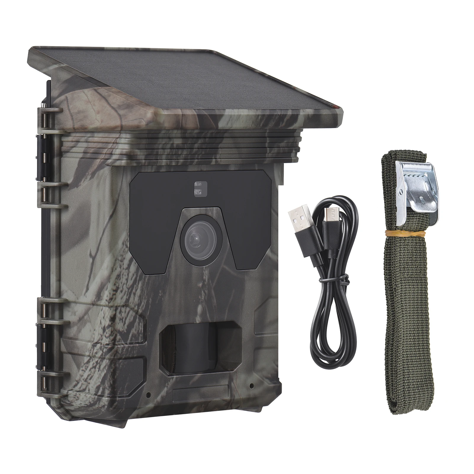 Solar Powered Night Vision Trail Camera 50MP 4K Hunting Cameras 0.3s Trigger Time Trail Camera for Wildlife Monitoring Hunting