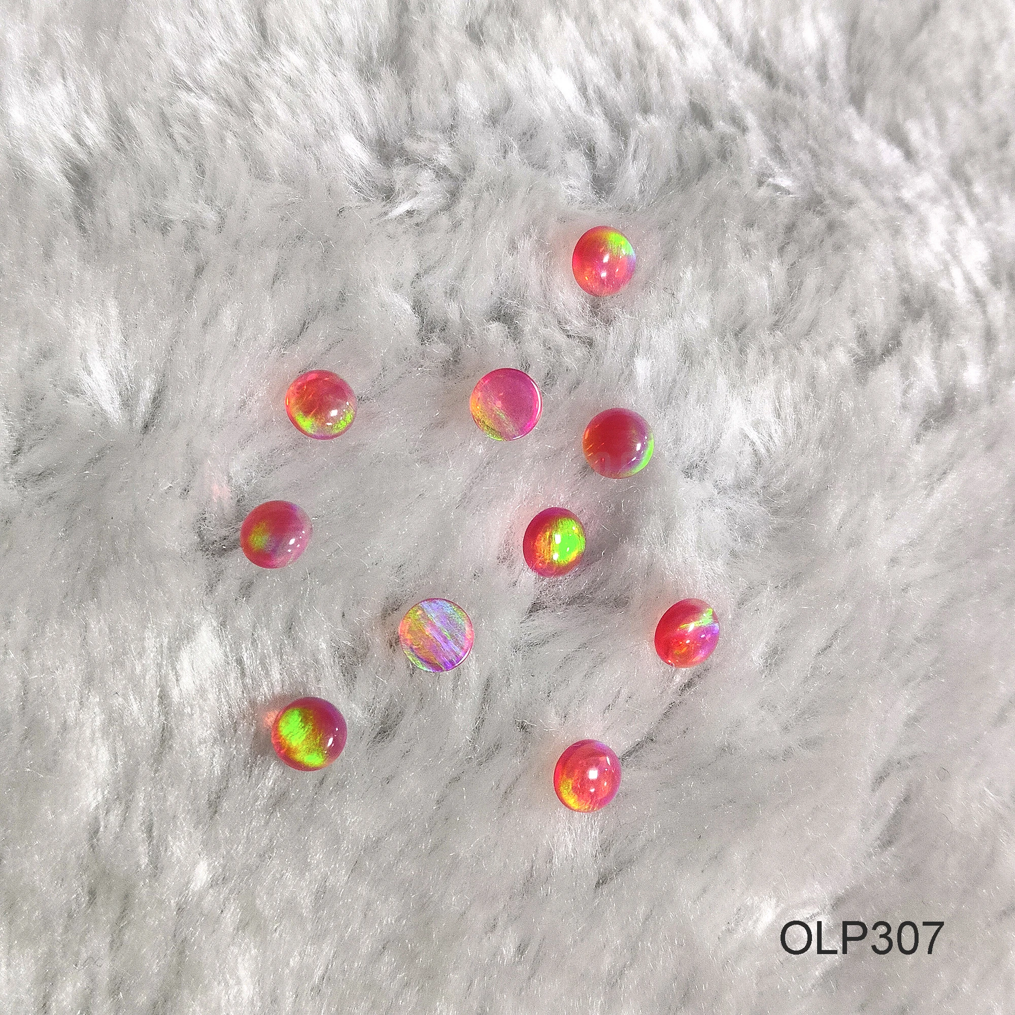 

20/50pcs Flat Back Beads for Crafting OLP300-OLP308 Nebula Opal Beads Round Cabochon Stone