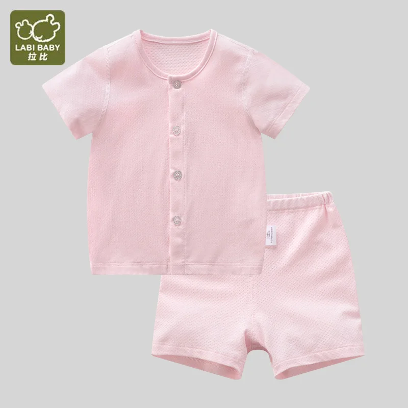 

LABI BABY Short Sleeve Pajamas Set Summer Sleepwear for Boy Girl T-shirt Cotton Tops Shorts Suit Kid Loungewear Children Clothes