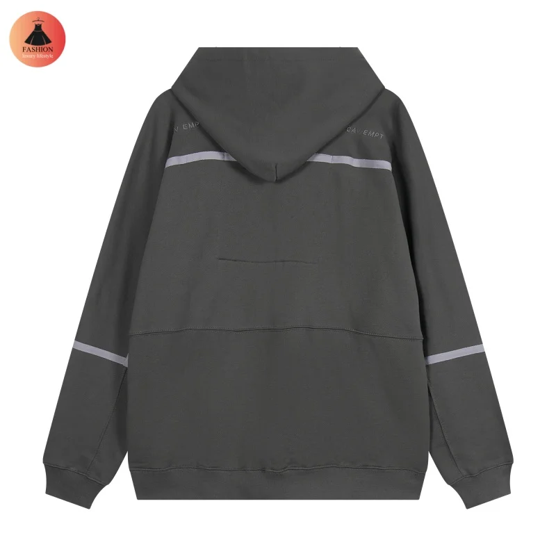 CAVEMPT Stripes Grey Autumn Winter Brand New Simple Design Men Women Hooded Sweatshirt CE Coat