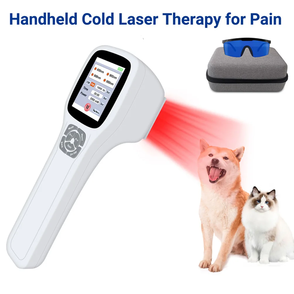 

2500mW Touchscreen Handheld Cold Laser Therapy Device 980nm+905nm+808nm+650nm Red Near Infrared Light for Human Pets Pain Relief