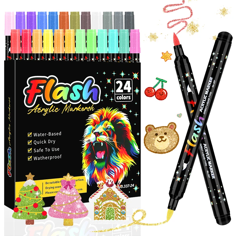 Glitzer-Marker, 1–5 mm weicher Pinsel, Glitzer-Stifte mit wasserbasierter Tinte, Schimmer-Marker zum Schreiben von Doodle, Künstlerbedarf, Weihnachtskarten-Geschenk