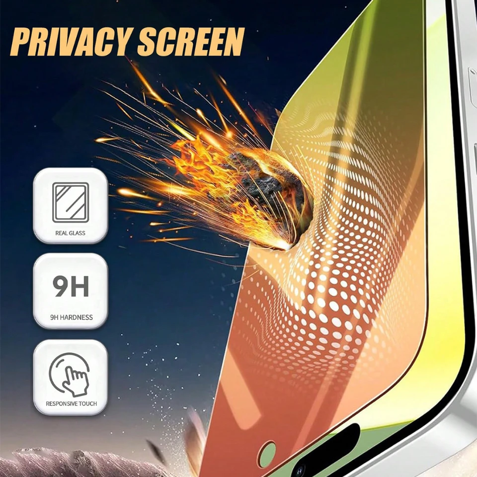 NNBILI 3 Piezas Protector de Pantalla de Privacidad Cambiante de Color para iPhone 17 16 15 14 13 12 11 Pro Max 17e 16e, Antiespía, Dureza 9H+ 4