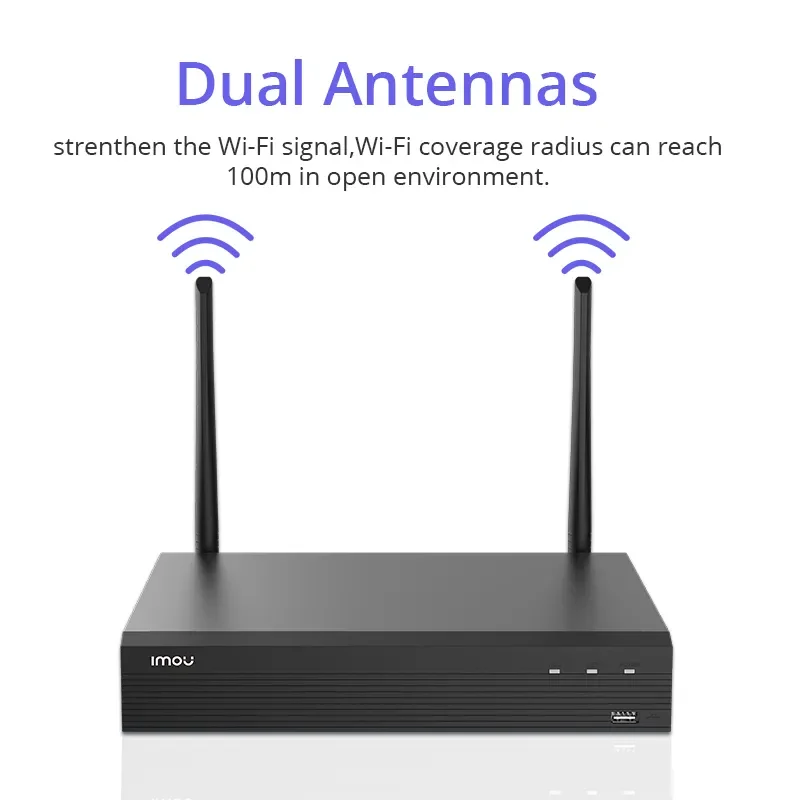 IMOU Wi-Fi 1080P NVR 8CH Draadloze NVR-Resolutie Sterk Metaal Shell voldoet aan ONVIF-normen