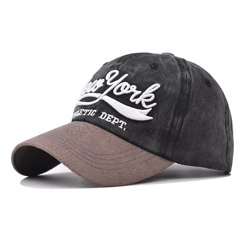 

Vintage Washed Distressed Baseball Cap Golf Dad Hat 100% Cotton Washed NEW YORK Large Embroidery Sports