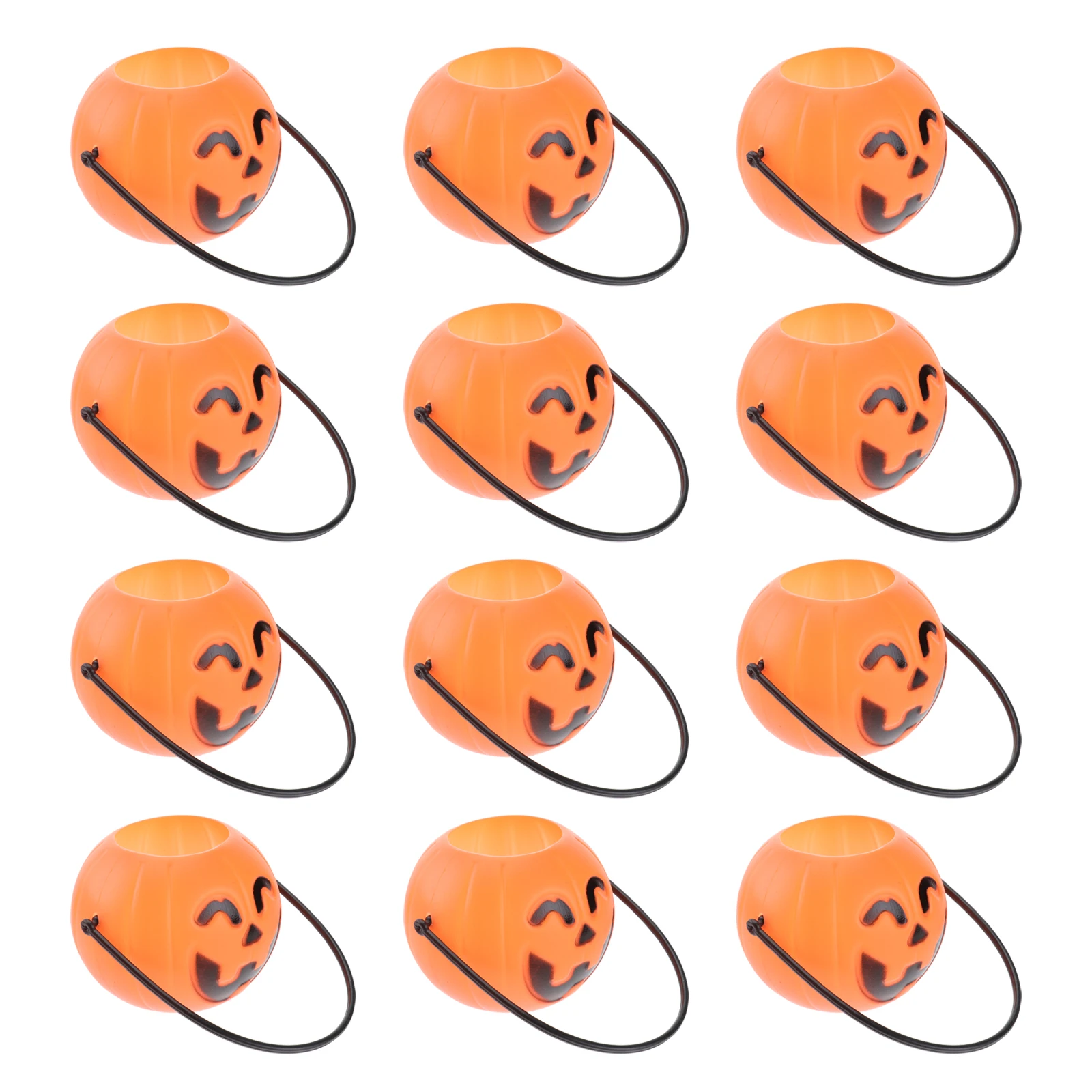 

12 pcs Pumpkin Bucket Halloween Candy Buckets Pumpkin Bucket Kids Decorative Party Trick Treat Lanterns Safe Use