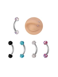 1pc Full Rhinestone Ball Eyebrow Piercing Ring for Women Stainless Steel Nosetril Stud Ring Barbell Ring Trendy Cartilage Ring
