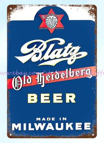 decorating walls with restaurant pub BLATZ OLD HEILDELBERG BEER metal tin sign