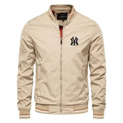 Chaqueta de béisbol con cuello levantado para hombre, abrigo informal, chaqueta voladora a prueba de viento, primavera y otoño