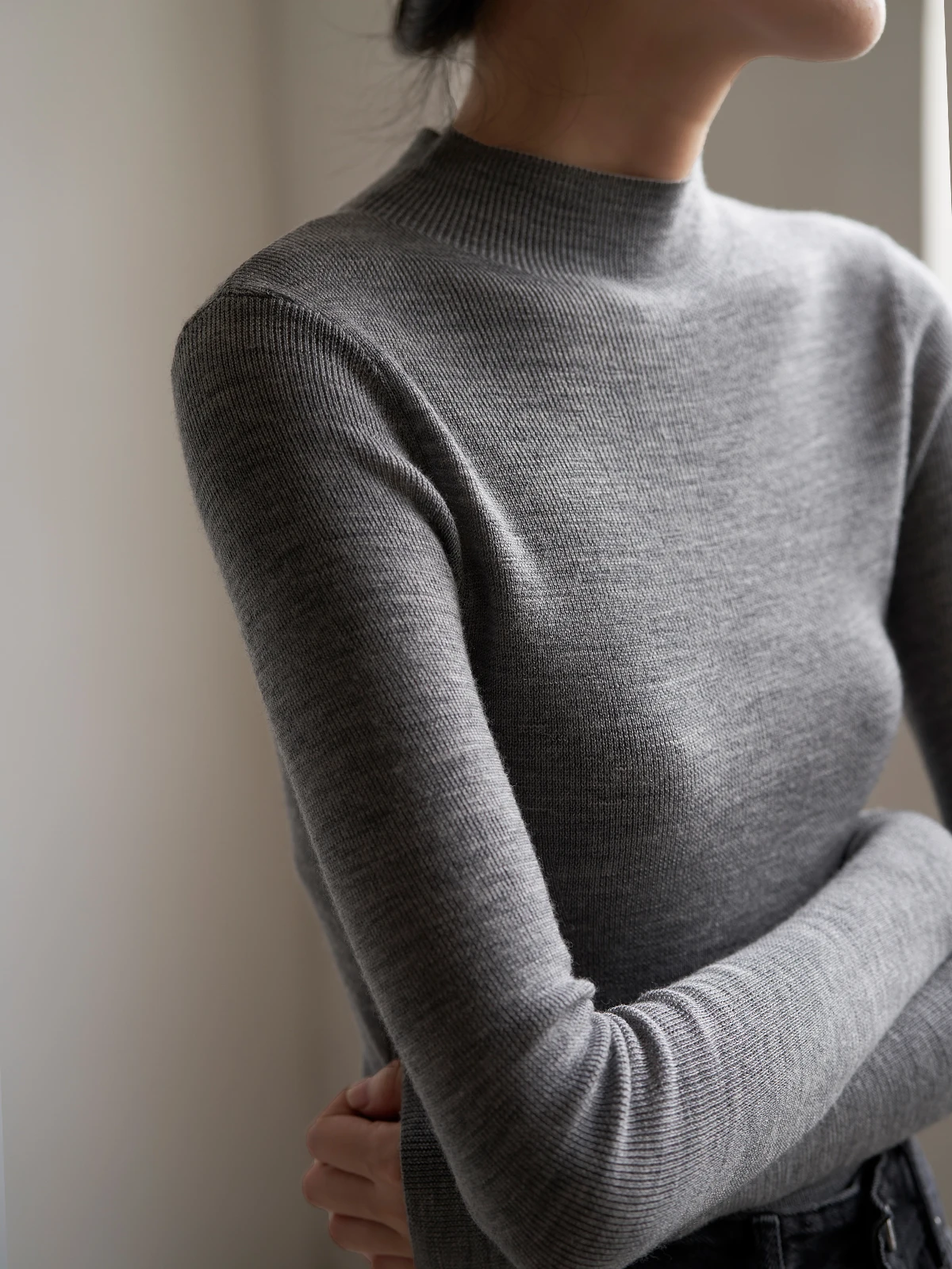

Sea Classic Half High Neck Wool Knitwear Women Slim Fit Base Shirt Top Soft Warm Long Sleeve Regular Style for Girls