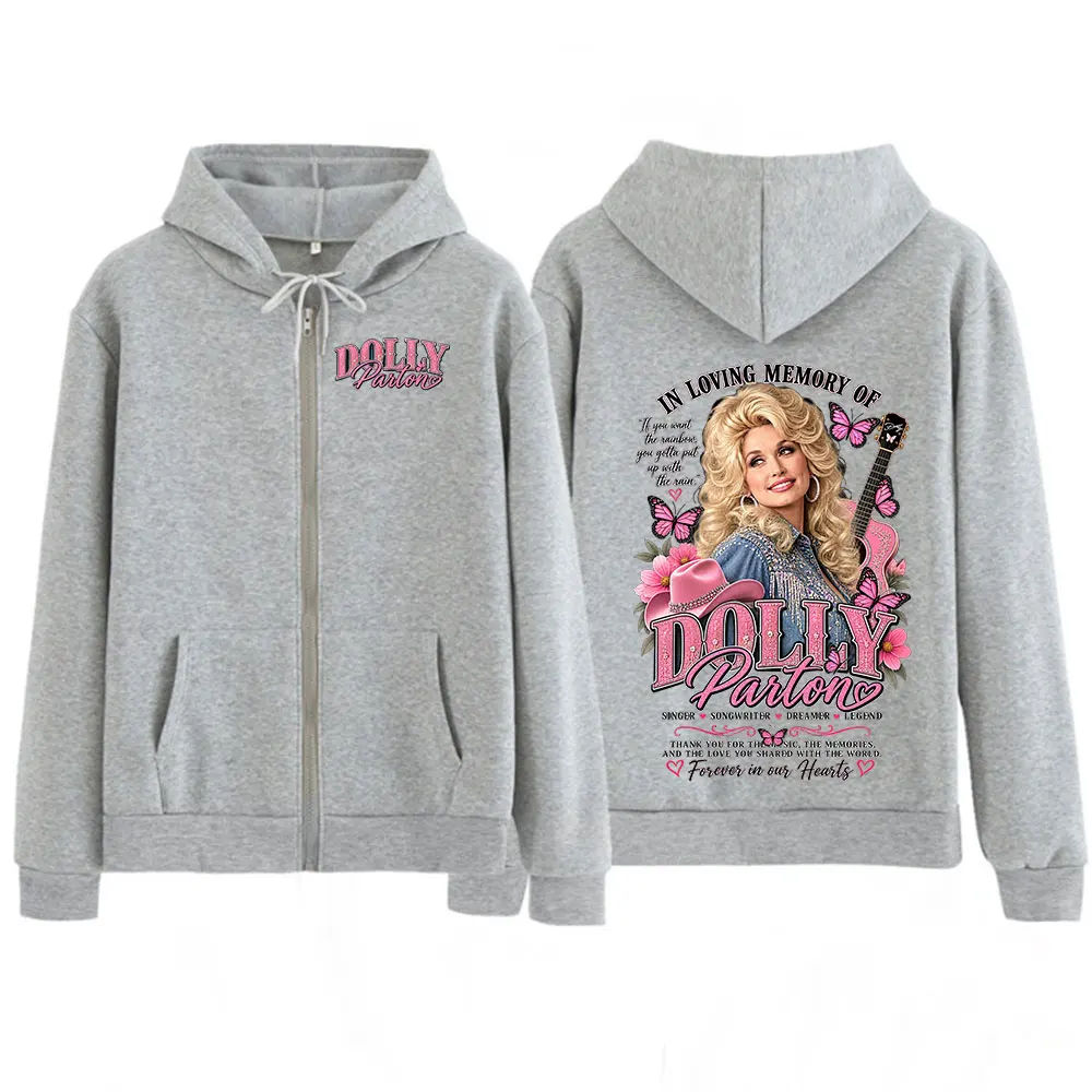 Tribute 1946-2026 Country Music Dolly Parton Zipper Hoodies Herren Damen Mode Oversized Zip-Up Kapuzenpullover Jacken Mäntel – Detail 5