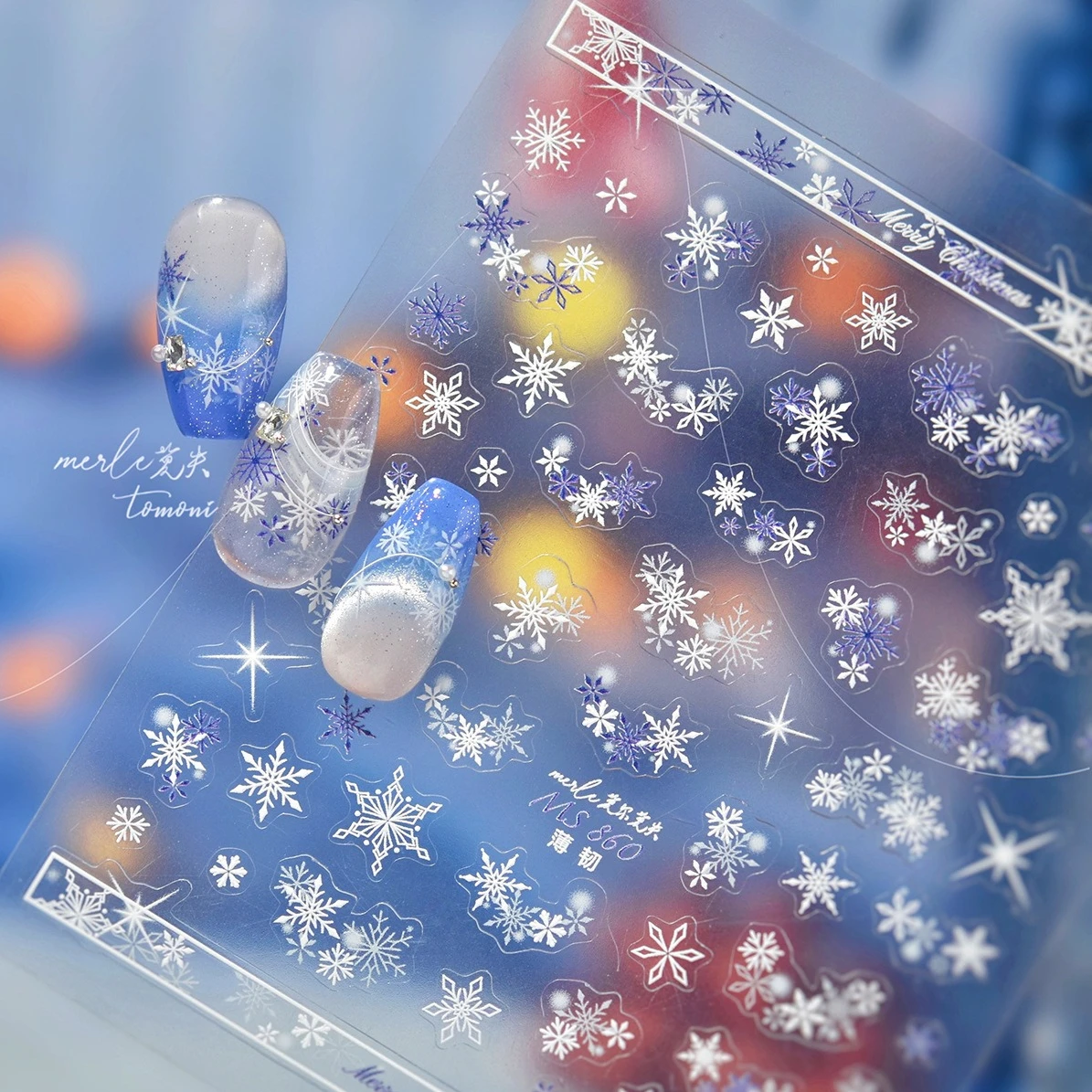 Winter Silver Snowflake Moon Star Starburst Snowball Musical Note Staff Lace Feather Snow DIY Nail Art Stickers Manicure Decals